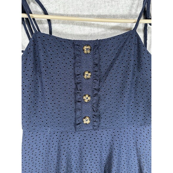 NWT Speechless Womens Sleeveless Eyelet Lined Navy Sundress Size Med Tie Strap - Picture 1 of 7